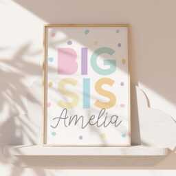 Set Of 3 Sister Bedroom Prints, Wall Art, Girls Decor, Pastel Rainbow, Rainbow Personalised, Shared - thumbnail 2
