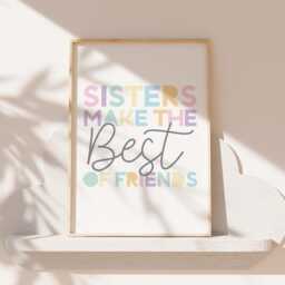 Set Of 3 Sister Bedroom Prints, Wall Art, Girls Decor, Pastel Rainbow, Rainbow Personalised, Shared - thumbnail 3