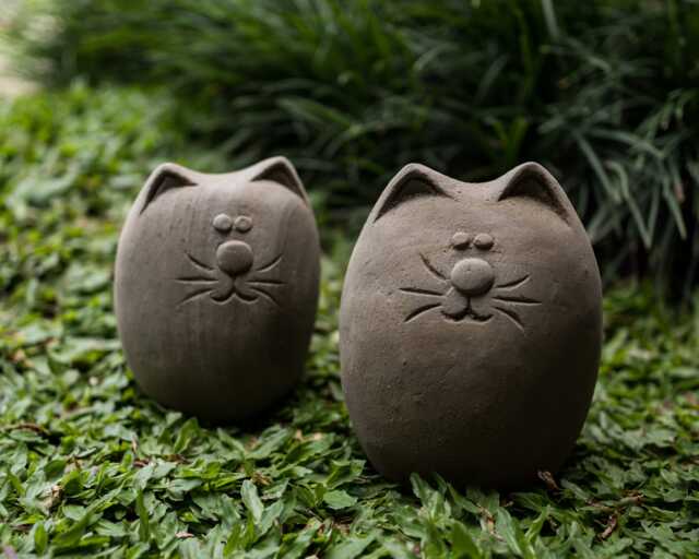 Cat Stone Decoration 2 Different Sizes, Figurine, Oof Meme Stone, Cat Hand Carving, Decor, Garden Animal Statue - image 1