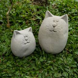 Cat Stone Decoration 2 Different Sizes, Figurine, Oof Meme Stone, Cat Hand Carving, Decor, Garden Animal Statue - thumbnail 4
