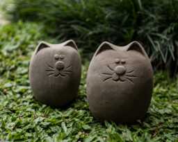 Cat Stone Decoration 2 Different Sizes, Figurine, Oof Meme Stone, Cat Hand Carving, Decor, Garden Animal Statue