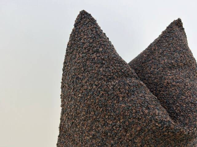 Dark Brown Boucle Pillow Cover, Textured Lumbar Cushion, Farmhouse Decor - 11 Color Options - image 1