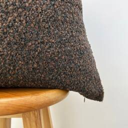 Dark Brown Boucle Pillow Cover, Textured Lumbar Cushion, Farmhouse Decor - 11 Color Options - thumbnail 3