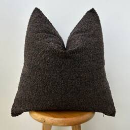 Dark Brown Boucle Pillow Cover, Textured Lumbar Cushion, Farmhouse Decor - 11 Color Options - thumbnail 2