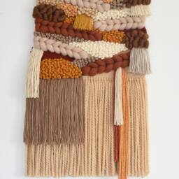 Large Handwoven Fiber Wall Art Bohemian Textile Tapestry - thumbnail 2