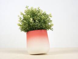 Handmade Porcelain Flowerpot, Modern Pink & White Matte Glaze