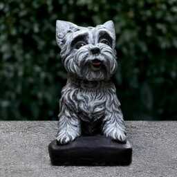 Realistic Yorkie Statue Massive Westie Dog Figurine Outdoor Terrier Decor Concrete Pet Sculpture Stone Animal Ornament Dog Lover Gift - thumbnail 2