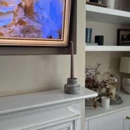 Large Stone Candle Holder - Tall Taper Candles Home Decor Stick Neutral Cement Effect Accessories - thumbnail 3