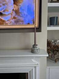Large Stone Candle Holder - Tall Taper Candles Home Decor Stick Neutral Cement Effect Accessories - thumbnail 1