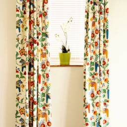Swedish Dala Horse Flower Window Curtain Panel/Window Treatment/Bedroom Drape/Bathroom Shower Curtain, Nursery Children Playroom-Free Gift - thumbnail 2