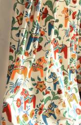 Swedish Dala Horse Flower Window Curtain Panel/Window Treatment/Bedroom Drape/Bathroom Shower Curtain, Nursery Children Playroom-Free Gift - thumbnail 1