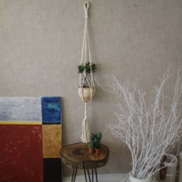 Macrame Plant Hanger Cotton Rope Hanging Planter, Wedding Decor - 60 Inches - thumbnail 4