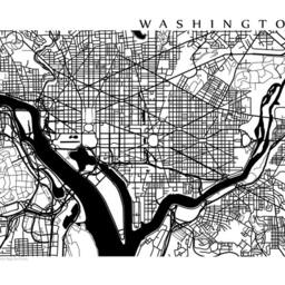 Washington Dc City Map Art Print - Black & White - thumbnail 2