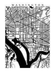 Washington Dc City Map Art Print - Black & White - thumbnail 4