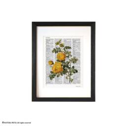 Yellow Rose Botanical Print Vintage Dictionary Art - thumbnail 1