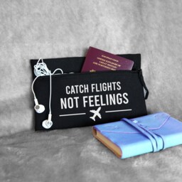 Catch Flights Not Feelings Small Travel Pouch Bag, Travel Accessories, Gift, Gift For Her, Passport Holder