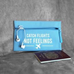 Catch Flights Not Feelings Small Travel Pouch Bag, Travel Accessories, Gift, Gift For Her, Passport Holder - thumbnail 3