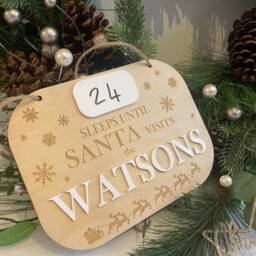 Personalized Christmas Countdown Plaque, Sleeps Until Santa, Decoration - thumbnail 3