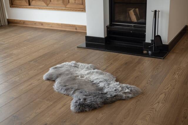 On Sale Real, Natural, Genuine Creamy White, Gray Sheepskin Rug Scandinavian Design - image 1