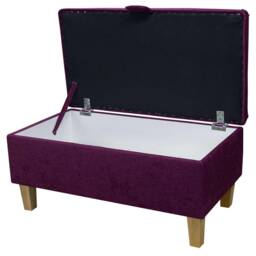 Plush Plum Purple Storage Ottoman Handmade Footstool With Beech Legs - thumbnail 2