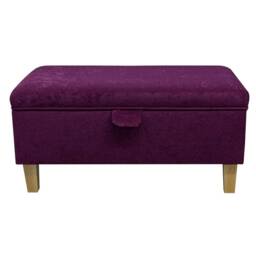 Plush Plum Purple Storage Ottoman Handmade Footstool With Beech Legs - thumbnail 3