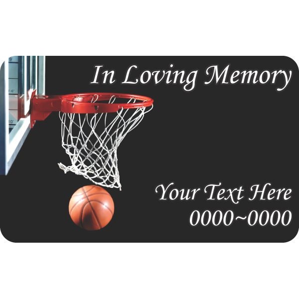 Basketball in Loving Memory Full Color Rounded Rectangle 011 Custom Vinyl Wall Decal Or Car Sticker - Ilmfullcolorroundrectangle011Et