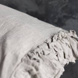 Natural Unbleached Linen Pillow Sham With Ruffles -Softened Pillow-standard, Queen, King Sizes - thumbnail 3
