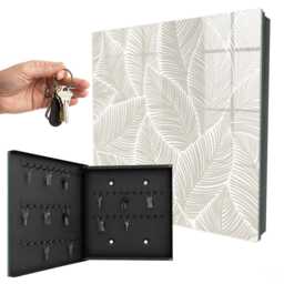 Peaceful Leaves Key Cabinet For Home, Beige Box Minimalist Flowers & Plants, Lovers Of Nature Harmony