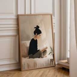 Bookish Wall Art - Woman Sat Reading Print Book Lover Poster - thumbnail 1
