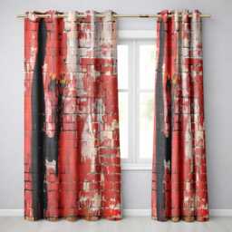 Silhouette Holding Wildflowers Against Red Brick Wall Elegant Art Home Decor Readymade Eyelet Ring Top Thermal 100% Blackout Curtains