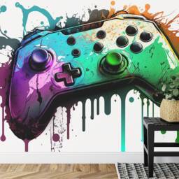 Wallpaper, Graffiti Gamepad Mural, Colorful Teenage Room, Peel & Stick - thumbnail 3