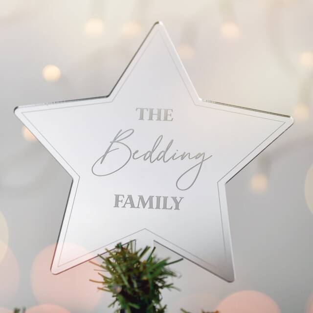 Personalised Christmas Tree Topper Silver Or Gold Custom Personalized Star Decorations - image 1