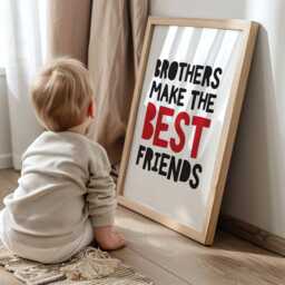 Brothers Make The Best Friends Print, Wall Art, Sibling Twin Brothers, Boys Bedroom Decor, Playroom, Black & Red Superhero - thumbnail 2