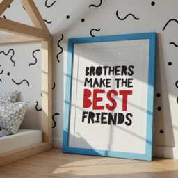 Brothers Make The Best Friends Print, Wall Art, Sibling Twin Brothers, Boys Bedroom Decor, Playroom, Black & Red Superhero - thumbnail 3