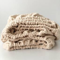 Dorm Bedding Bed Sheet Fitted Sheet Muslin Sheets Boho Bohemian Natural Organic Beige Bed Linen. With Elastic - thumbnail 2