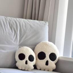 Plush Sherpa Skull Pillow - Halloween Pillows - Skeleton Decor Scary Gothic Love Gift - thumbnail 4