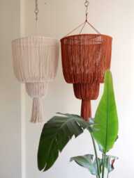 Fringe Chandelier, Macrame Lamp Shade, Ceiling Light Fixture, Boho Pendant Light, Eco Friendly Lighting For Hotels Or Cafes