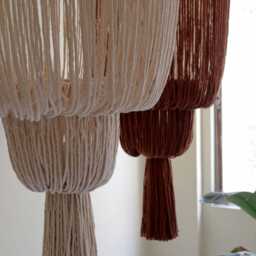 Fringe Chandelier, Macrame Lamp Shade, Ceiling Light Fixture, Boho Pendant Light, Eco Friendly Lighting For Hotels Or Cafes - thumbnail 4