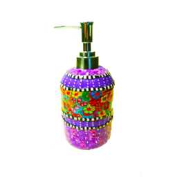 Colorful Glass Soap Dispenser Decorative Bathroom Pump With Flowers - thumbnail 3