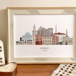 Dublin Skyline Print, Cityscape, Wall Art, Illustration, Travel Poster, Gift, Landmarks, Ireland - thumbnail 2