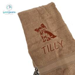 Scruffy Dog Towel - Personalised Face Cloth/Hand Bath Embroidered Dog & Text - thumbnail 1