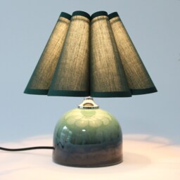 Handmade Dark Green Pleated Lampshade Fabric & Acrylic - thumbnail 4