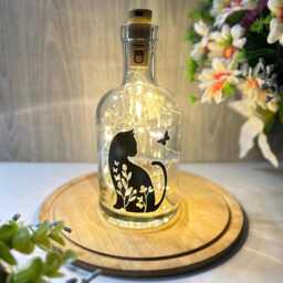 Cat Bottle Light , Led Lamp, Decorative Light Up , Home Decor - thumbnail 2