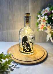 Cat Bottle Light , Led Lamp, Decorative Light Up , Home Decor