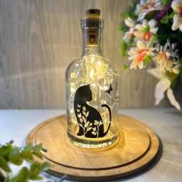 Cat Bottle Light , Led Lamp, Decorative Light Up , Home Decor - thumbnail 3