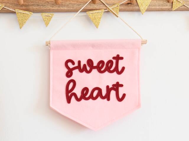 Sweet Heart Mini Felt Banner Nursery Wall Decor Kids Room Flag - image 1
