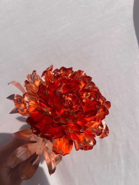 Handmade Copper Peony, Metal Flower, Gift - image 1