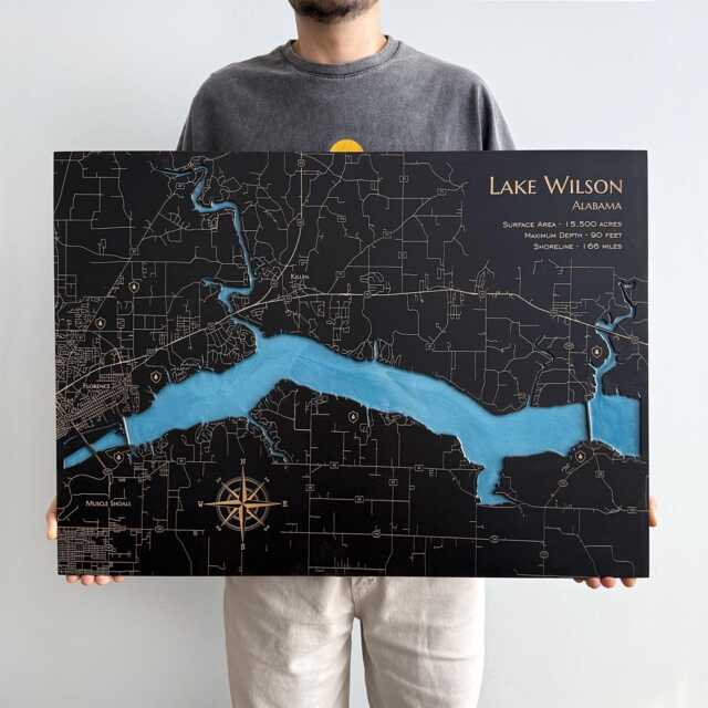 Shoreline Map Wall Art For Modern Lake House, Housewarming Cabin Decor - image 1
