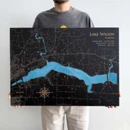 Shoreline Map Wall Art For Modern Lake House, Housewarming Cabin Decor