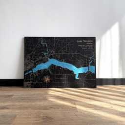 Shoreline Map Wall Art For Modern Lake House, Housewarming Cabin Decor - thumbnail 2